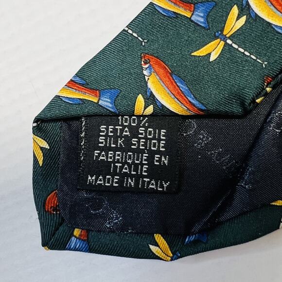 Tiffany & Co Necktie Mens Silk Fish Dragonfly Print Made in Italy Designer Tie - Picture 4 of 10